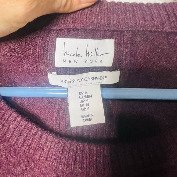 Nicole Miller Purple Cashmere Sweater Tunic Length Sz M - Picture 3 of 9
